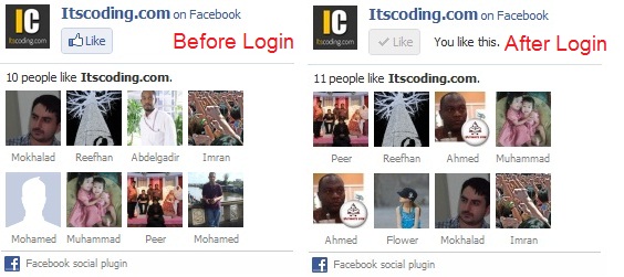 before and after login to facebook